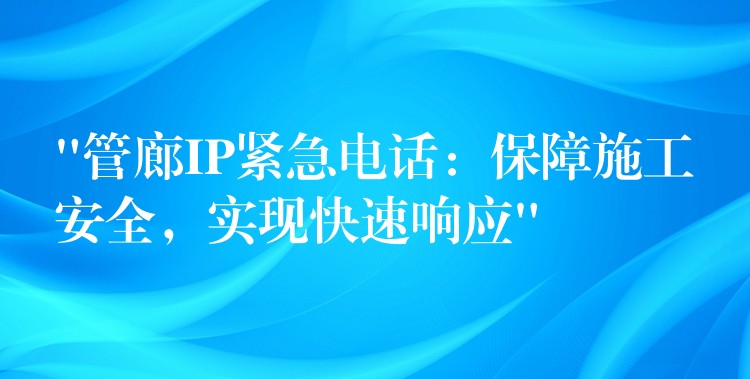 “管廊IP紧急电话：保障施工安全，实现快速响应”