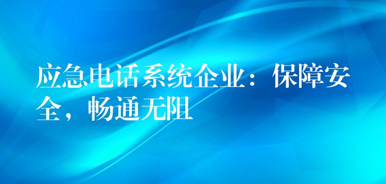 应急电话系统企业：保障安全，畅通无阻