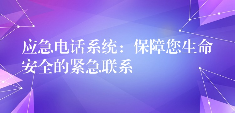 应急电话系统：保障您生命安全的紧急联系