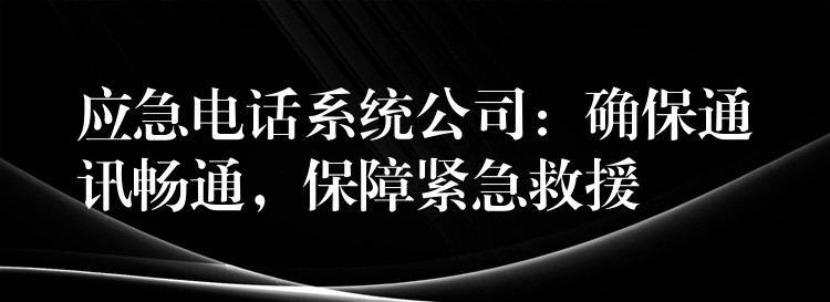 应急电话系统公司：确保通讯畅通，保障紧急救援