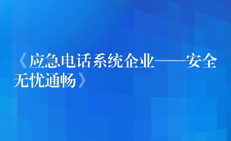 《应急电话系统企业——安全无忧通畅》