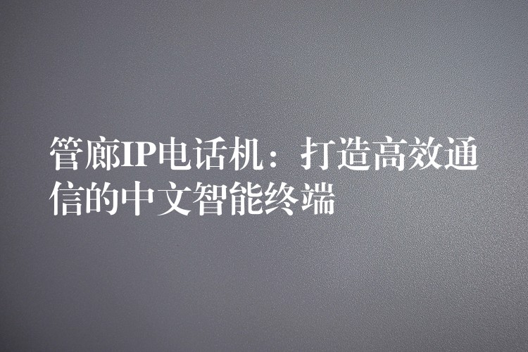 管廊IP电话机：打造高效通信的中文智能终端