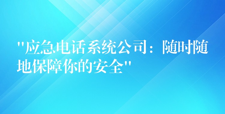 “应急电话系统公司：随时随地保障你的安全”