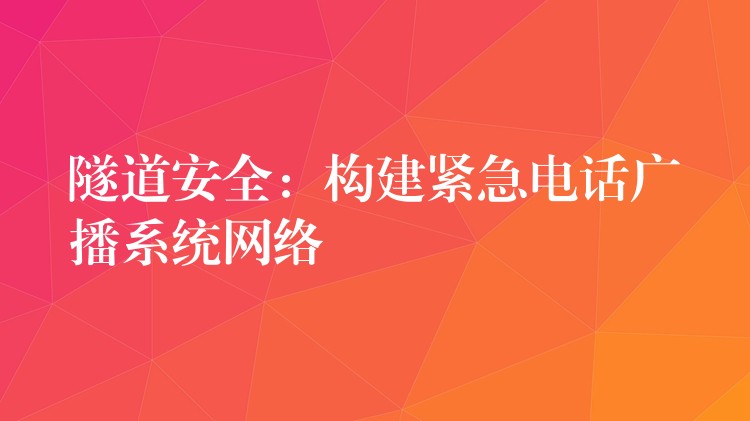 隧道安全：构建紧急电话广播系统网络